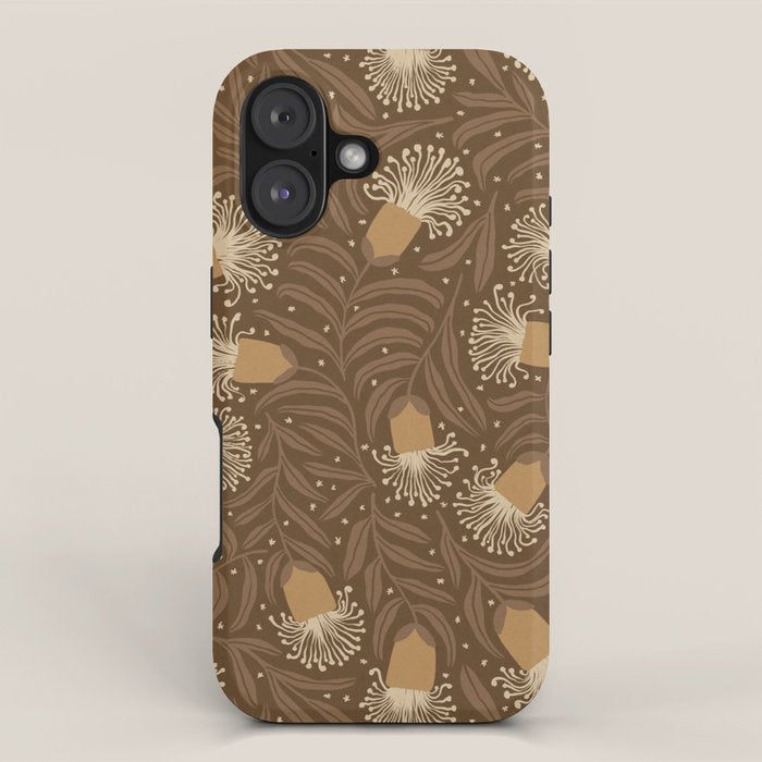 Whimsical Florals / Orange & Brown iPhone Case Gallery Image 1
