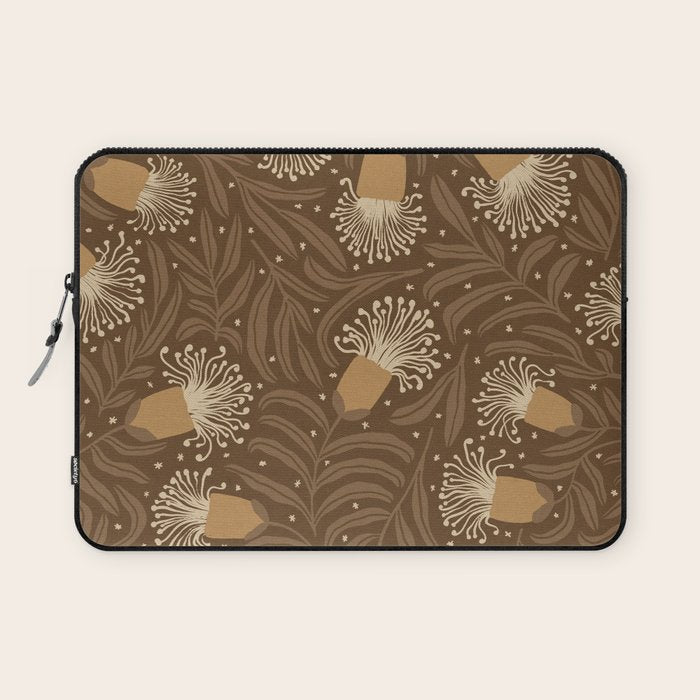 Whimsical Florals / Orange & Brown Laptop Sleeve Gallery Image 1