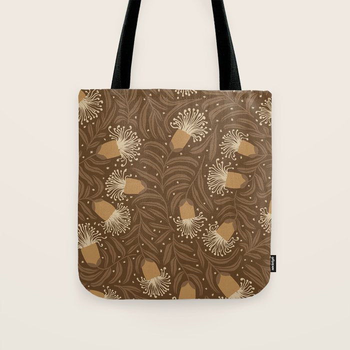 Whimsical Florals / Orange & Brown Tote Bag Gallery Image 1