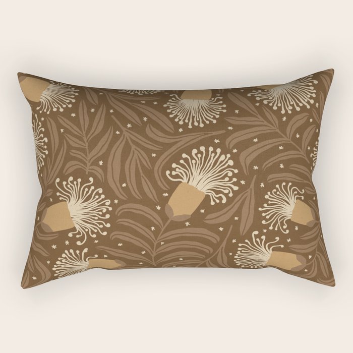 Whimsical Florals / Orange & Brown Rectangular Pillow Gallery Image 2