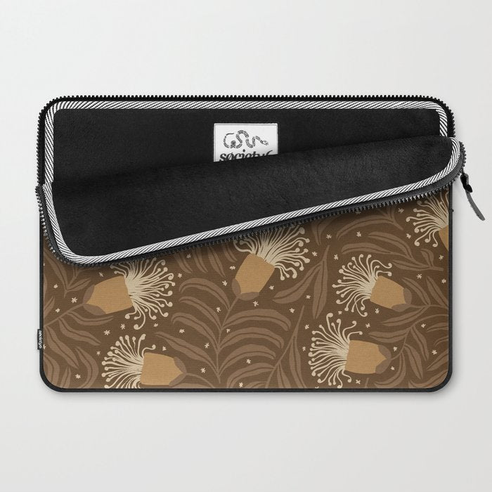 Whimsical Florals / Orange & Brown Laptop Sleeve Gallery Image 2