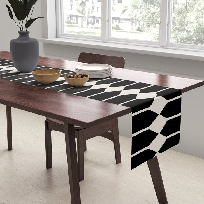 Minimal Geometric Pattern II - Black Table Runner Gallery Image 2