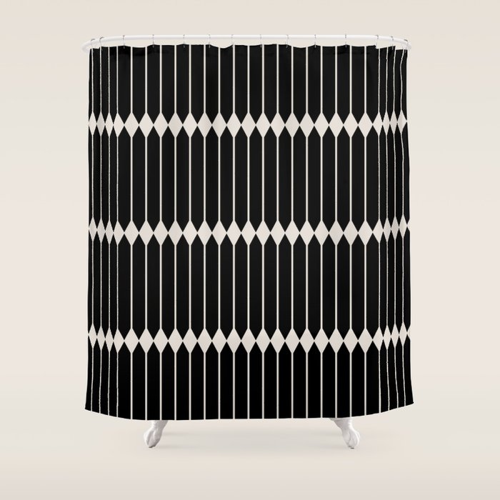 Minimal Geometric Pattern II - Black Shower Curtain Gallery Image 1