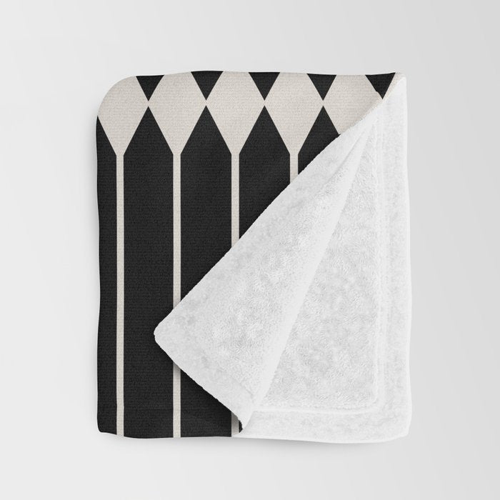 Minimal Geometric Pattern II - Black Throw Blanket Gallery Image 3