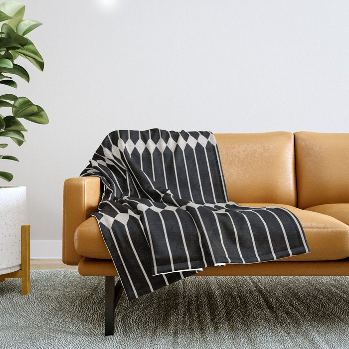Minimal Geometric Pattern II - Black Throw Blanket Gallery Image 1