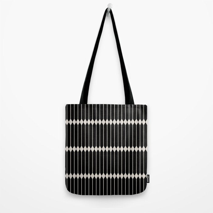 Minimal Geometric Pattern II - Black Tote Bag Gallery Image 2