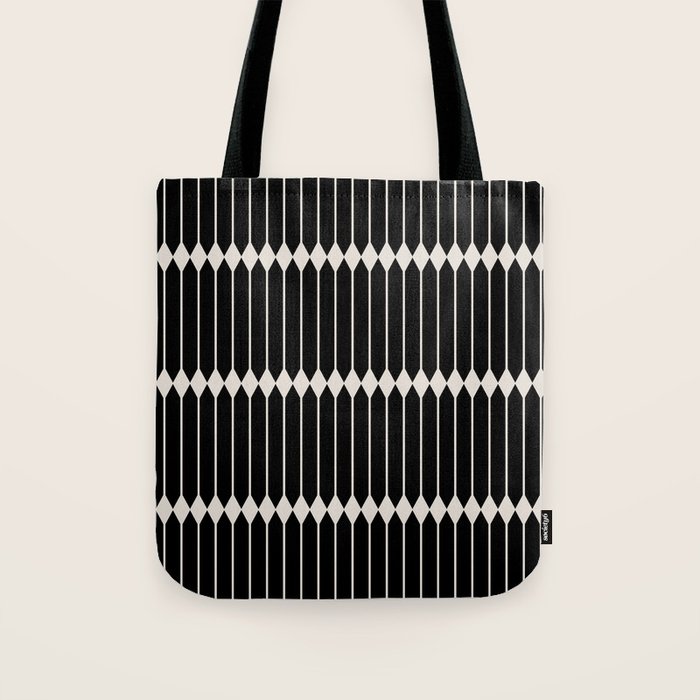 Minimal Geometric Pattern II - Black Tote Bag Gallery Image 1