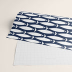 Mid-Century Modern Fish Pattern in Nautical Navy Blue and White Wrapping Paper Gallery Image 2