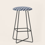 Mid-Century Modern Fish Pattern in Nautical Navy Blue and White Stool Gallery Image 1