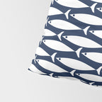 Mid-Century Modern Fish Pattern in Nautical Navy Blue and White Pillow Sham Gallery Image 4