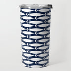 Mid-Century Modern Fish Pattern in Nautical Navy Blue and White Travel Mug Gallery Image 2