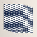 Mid-Century Modern Fish Pattern in Nautical Navy Blue and White Wrapping Paper Gallery Image 3