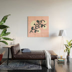 Retro Pumpkin Vines on Dusty Pink Wood Wall Art Gallery Image 2