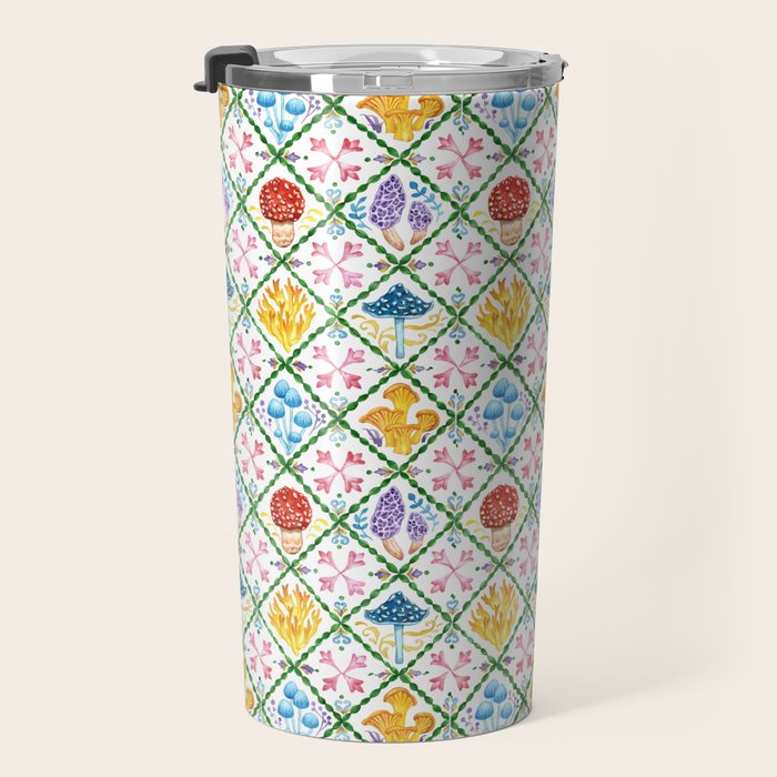 Decorative mushrooms pattern Travel Mug Gallery Image 3