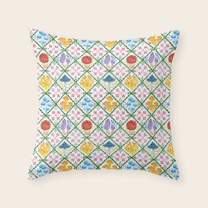 Decorative mushrooms pattern Throw Pillow Gallery Image 6