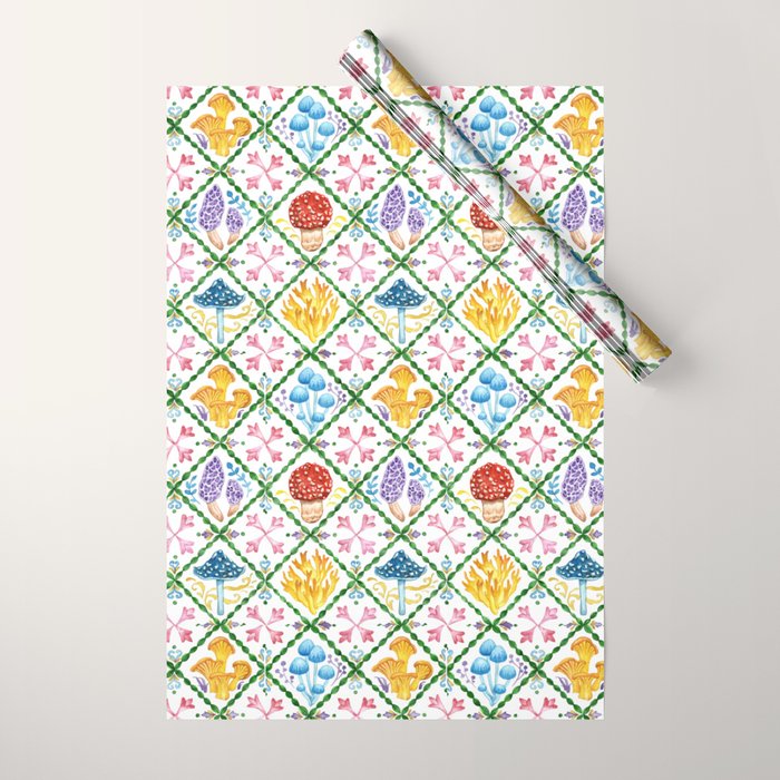 Decorative mushrooms pattern Wrapping Paper Gallery Image 1