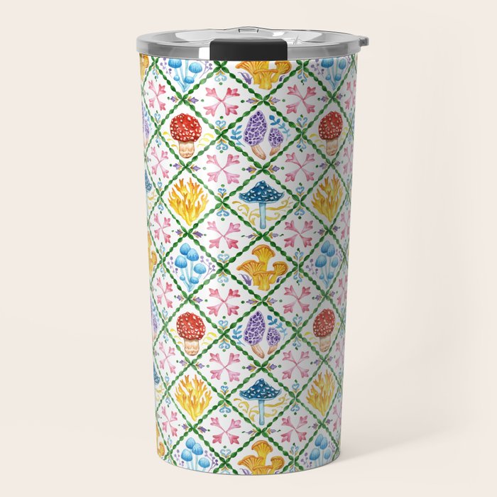 Decorative mushrooms pattern Travel Mug Gallery Image 1