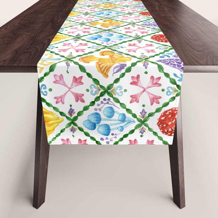 Decorative mushrooms pattern Table Runner Gallery Image 1