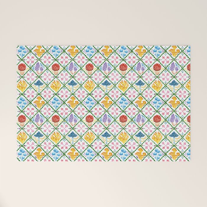 Decorative mushrooms pattern Welcome Mat Gallery Image 1