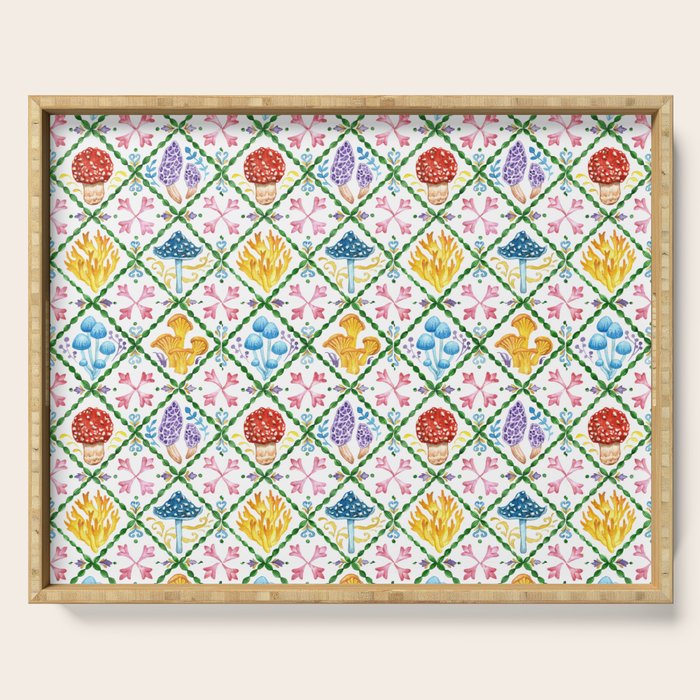 Decorative mushrooms pattern Serving Tray Gallery Image 1