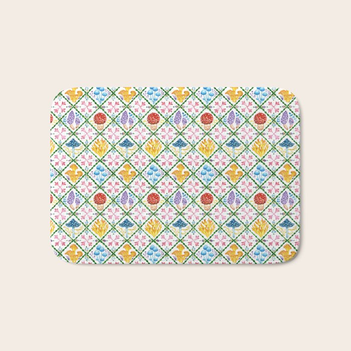 Decorative mushrooms pattern Bath Mat Gallery Image 1