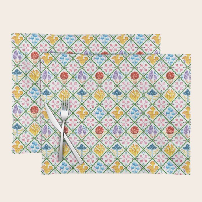 Decorative mushrooms pattern Placemat Gallery Image 1
