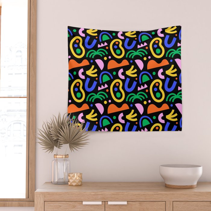Creative colorful organic shape art pattern Wall Tapestry Gallery Image 2