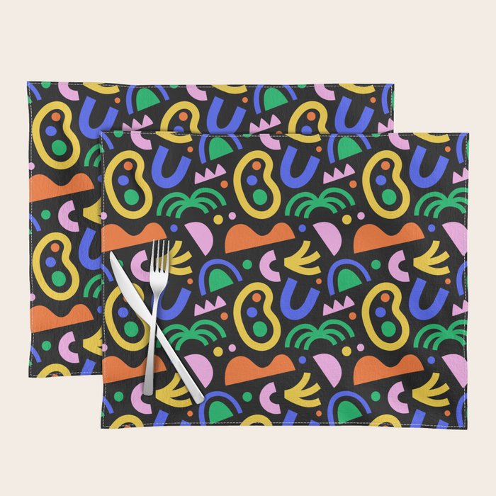 Creative colorful organic shape art pattern Placemat Gallery Image 1