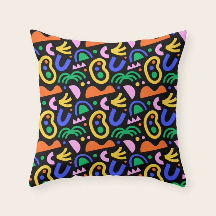 Creative colorful organic shape art pattern Throw Pillow Gallery Image 6