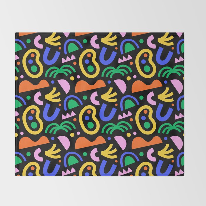 Creative colorful organic shape art pattern Throw Blanket Gallery Image 2