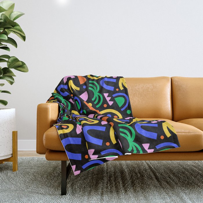 Creative colorful organic shape art pattern Throw Blanket Gallery Image 1