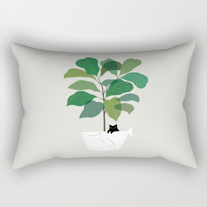 Cat and Plant 73: I got a Whale! Rectangular Pillow Gallery Image 2