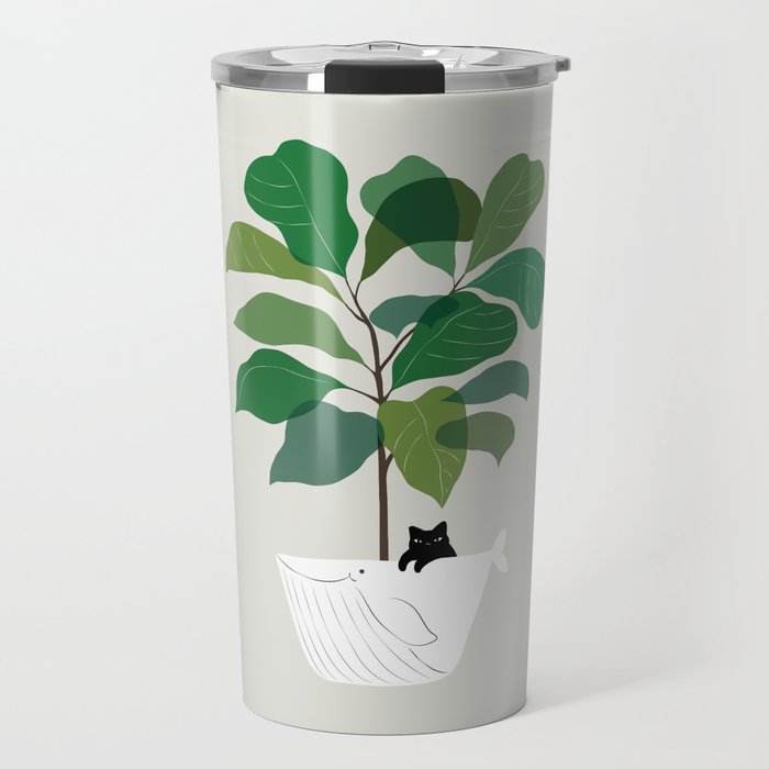 Cat and Plant 73: I got a Whale! Travel Mug Gallery Image 1