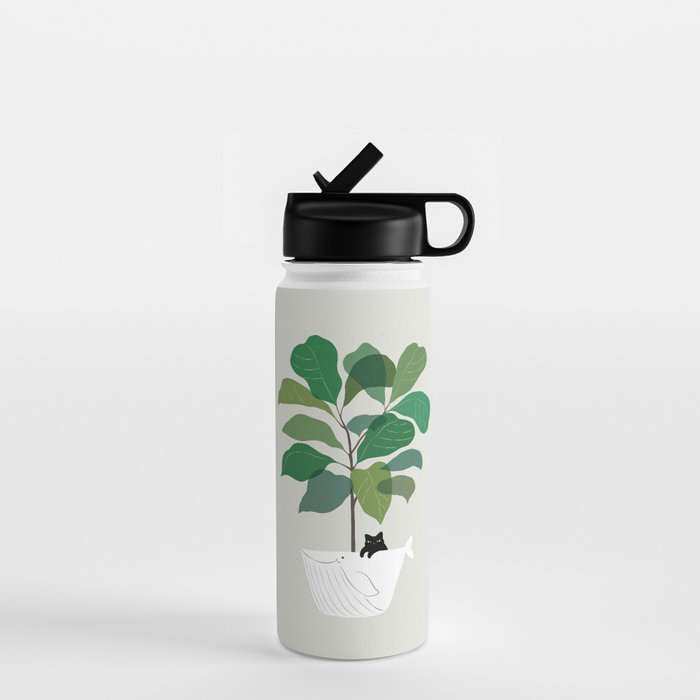 Cat and Plant 73: I got a Whale! Water Bottle Gallery Image 1