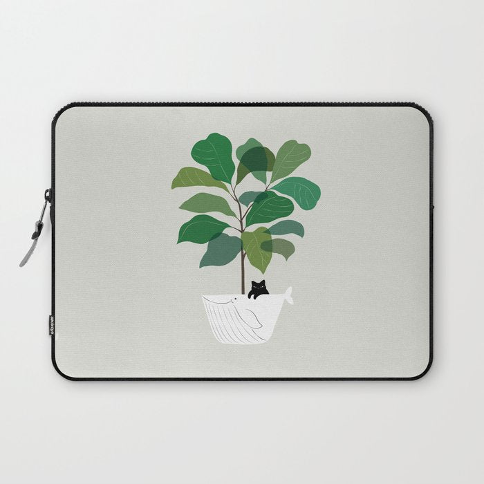 Cat and Plant 73: I got a Whale! Laptop Sleeve Gallery Image 1