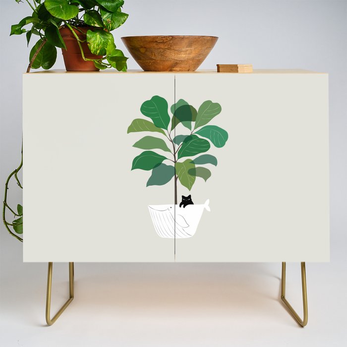 Cat and Plant 73: I got a Whale! Credenza Gallery Image 1