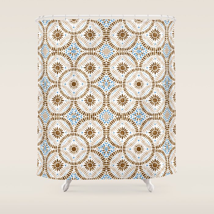 Rustic Tile Mandala A Shower Curtain Gallery Image 1