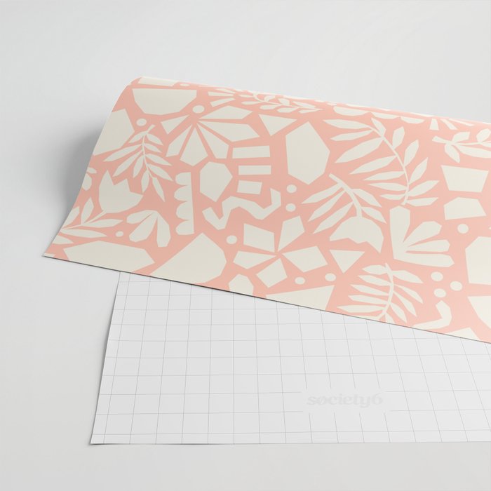 Flower Collage Peach Pink White Wrapping Paper Gallery Image 2