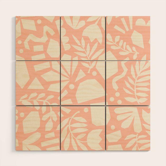 Flower Collage Peach Pink White Wood Wall Art Gallery Image 1