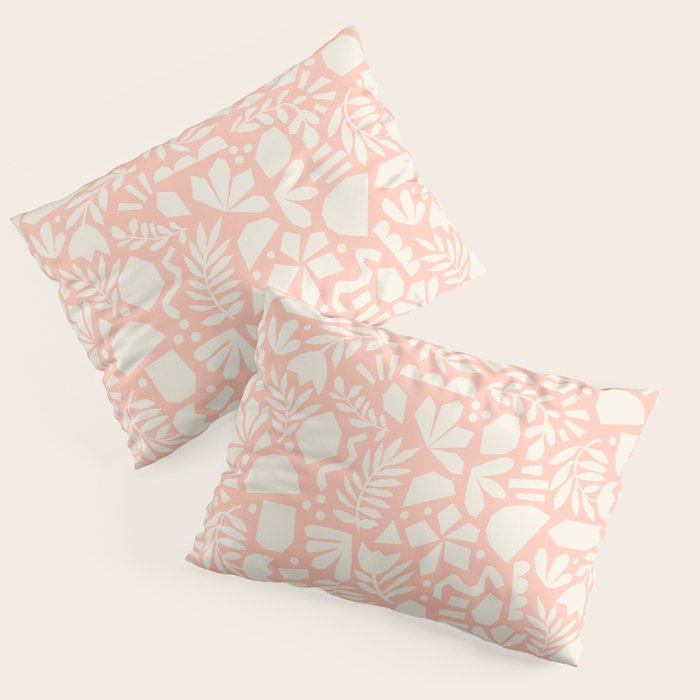 Flower Collage Peach Pink White Pillow Sham Gallery Image 1