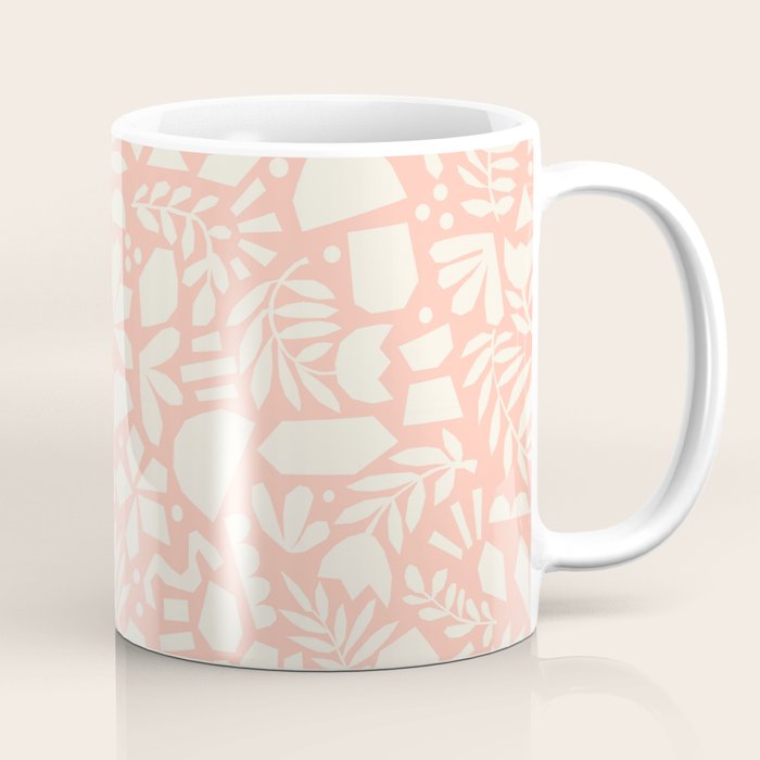Flower Collage Peach Pink White Coffee Mug Gallery Image 1