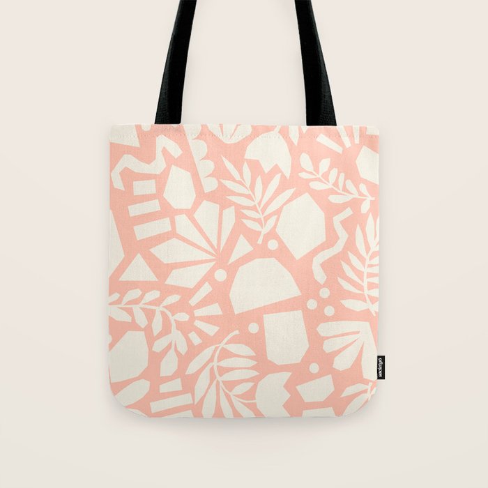Flower Collage Peach Pink White Tote Bag Gallery Image 1
