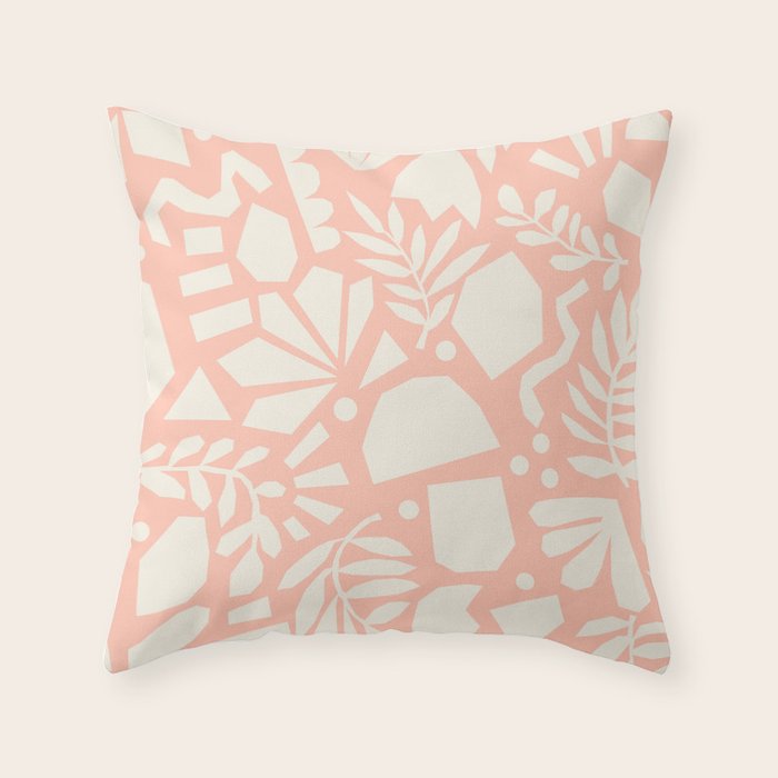 Flower Collage Peach Pink White Throw Pillow Gallery Image 6