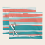 Colorful Stripes, Coral, Teal and Aqua Placemat Gallery Image 1