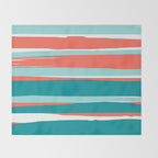 Colorful Stripes, Coral, Teal and Aqua Throw Blanket Gallery Image 2
