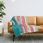 Colorful Stripes, Coral, Teal and Aqua Throw Blanket Gallery Image 1