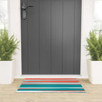 Colorful Stripes, Coral, Teal and Aqua Welcome Mat Gallery Image 3
