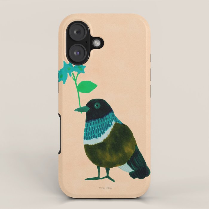 Flower Giving Bird - Green and Pink iPhone Case Gallery Image 1