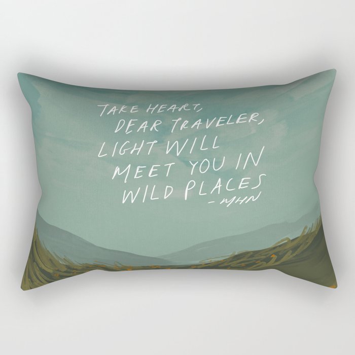 "Take Heart, Dear Traveller, Light Will Meet You In Wild Places." | Landscape Design Rectangular Pillow Gallery Image 2