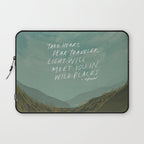 "Take Heart, Dear Traveller, Light Will Meet You In Wild Places." | Landscape Design Laptop Sleeve Gallery Image 1
